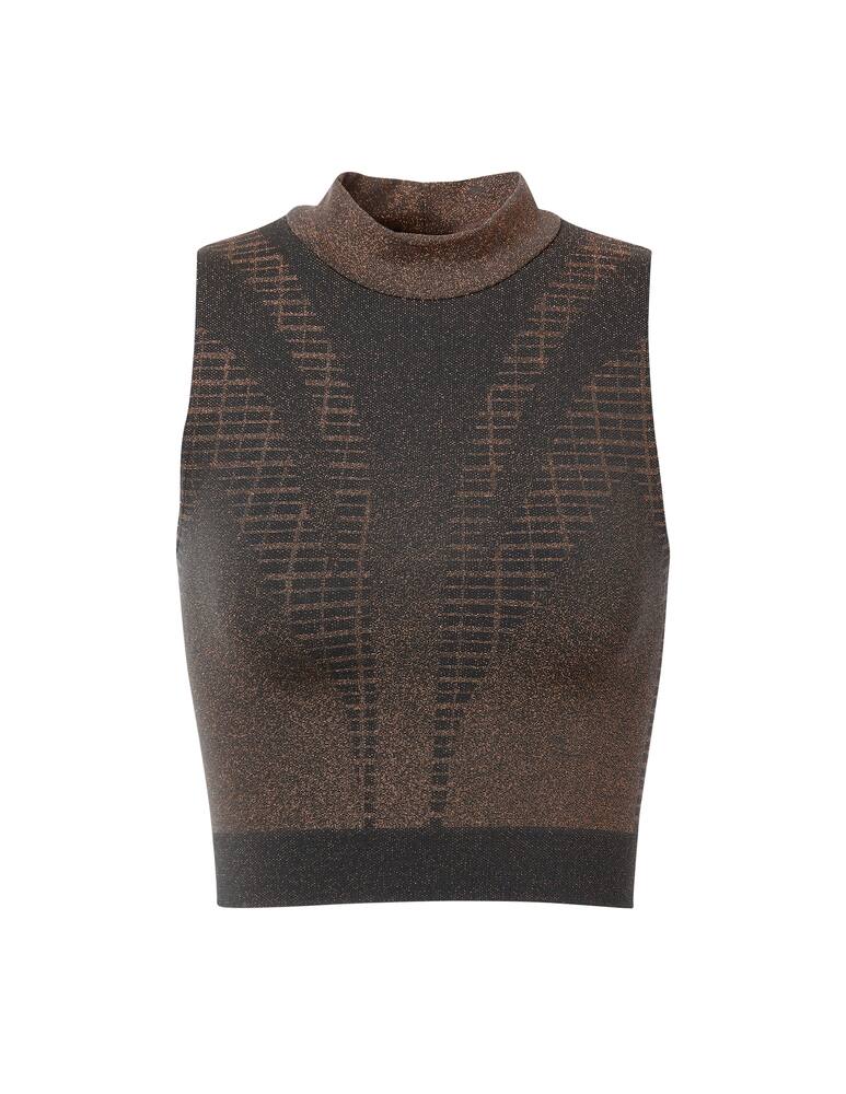 rinascente Wolford Shiny Grid Top - black