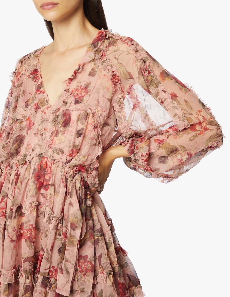 rinascente ZIMMERMANN Silk long sleeved minii dress Cassia