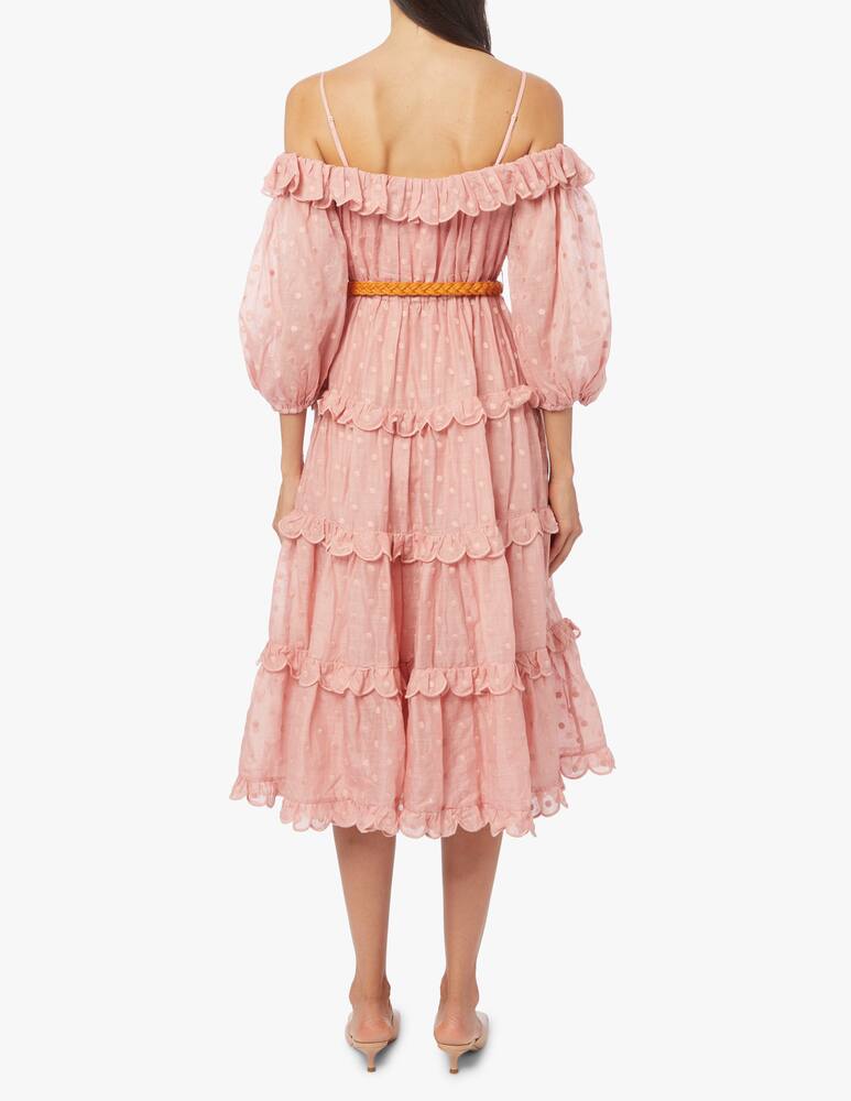 rinascente ZIMMERMANN Ramie midi dress embroidered polka dots