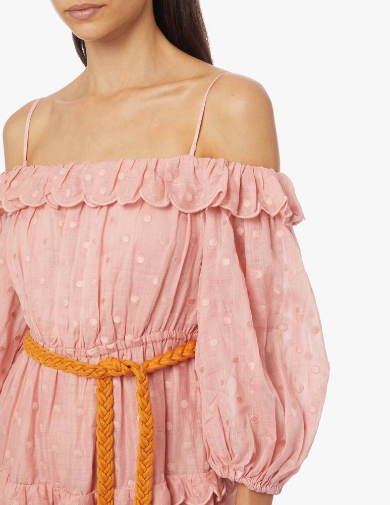 rinascente ZIMMERMANN Ramie midi dress embroidered polka dots