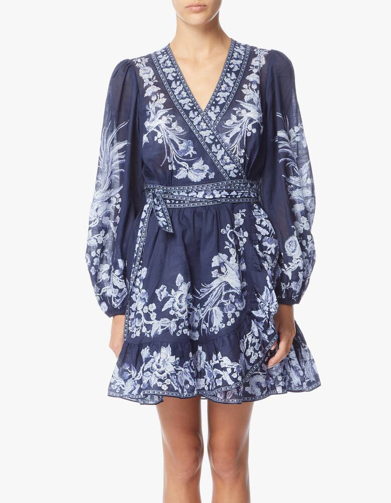 rinascente ZIMMERMANN Cotton wrap long sleeved mini dress Aliane