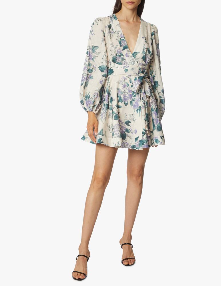 rinascente ZIMMERMANN Linen wrap long sleeved mini dress Cassia