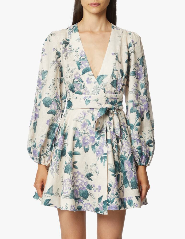rinascente ZIMMERMANN Linen wrap long sleeved mini dress Cassia