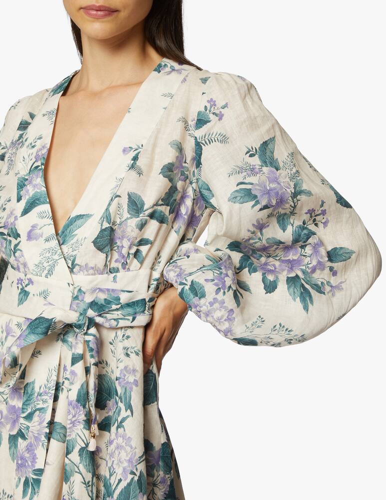 rinascente ZIMMERMANN Linen wrap long sleeved mini dress Cassia