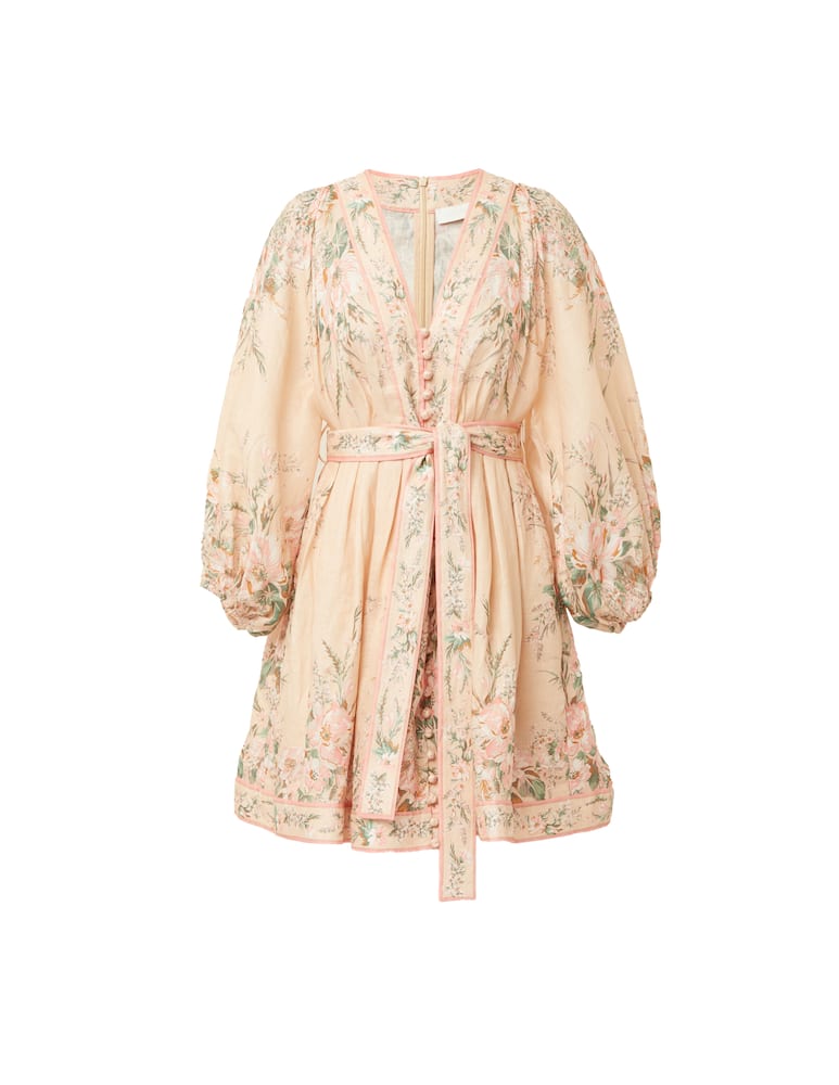 rinascente ZIMMERMANN Mini abito in lino con scollo profondo Moonshine - rosa