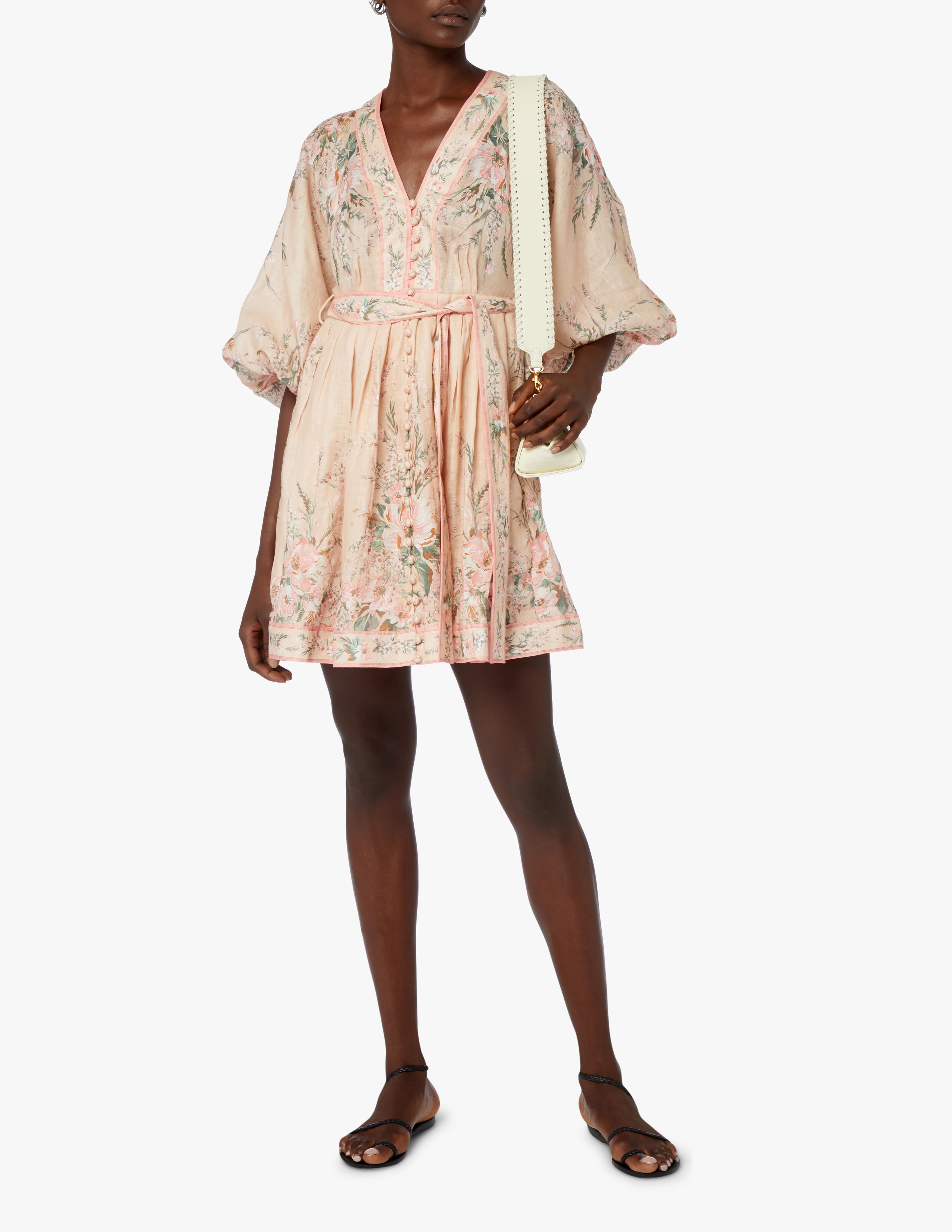 zimmermann moonshine linen dress ZIMMERMANN Moonshine Linen Wrap Mini Dress 0
