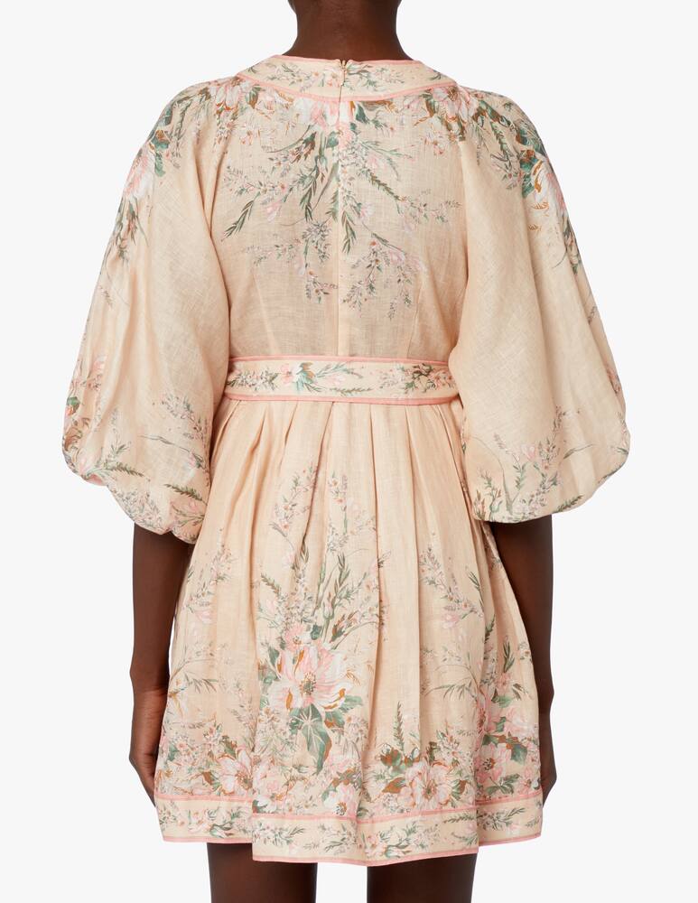 rinascente ZIMMERMANN Mini abito in lino con scollo profondo Moonshine - rosa