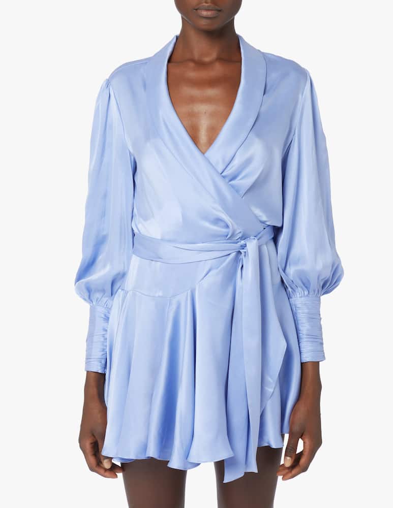 rinascente ZIMMERMANN Silk wrap mini dress - light blue