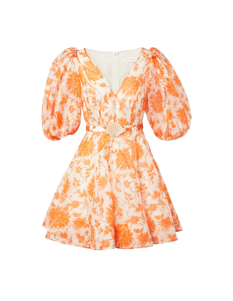 rinascente ZIMMERMANN Postcard puff sleeve mini - orange