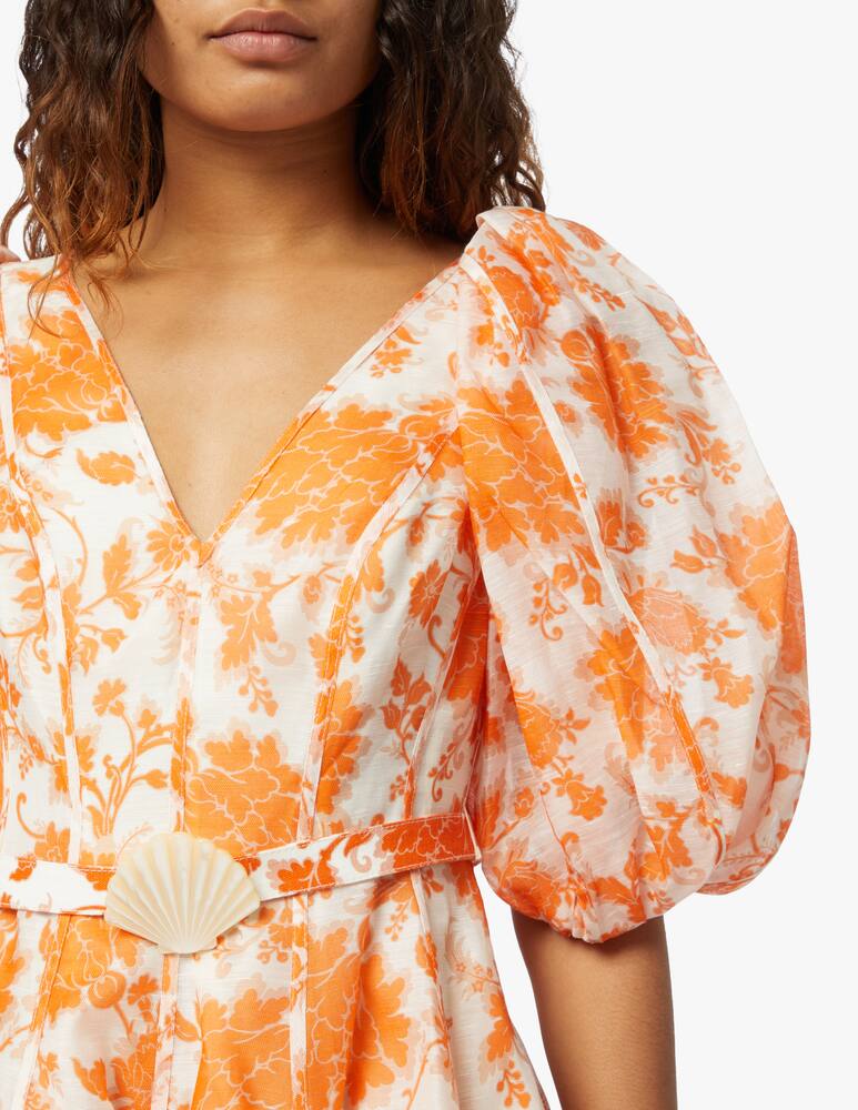 rinascente ZIMMERMANN Postcard puff sleeve mini - orange