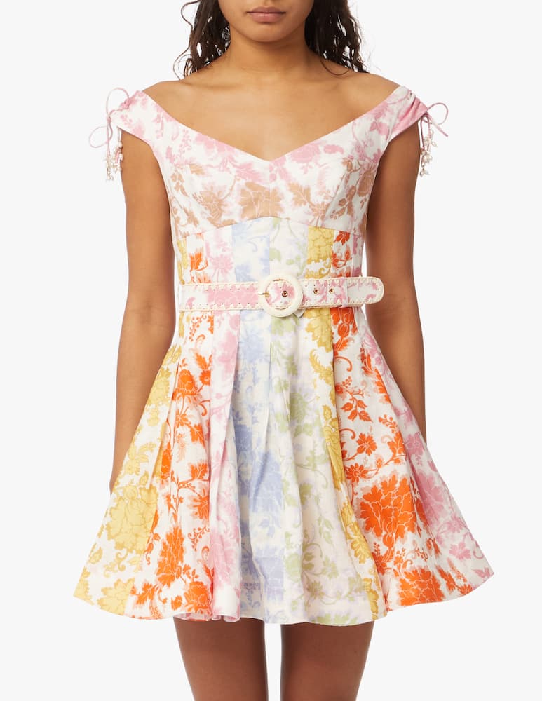 rinascente ZIMMERMANN Postcard spliced mini linen dress - multi