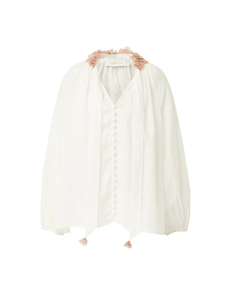 rinascente ZIMMERMANN Blusa in ramie Postacard - bianco