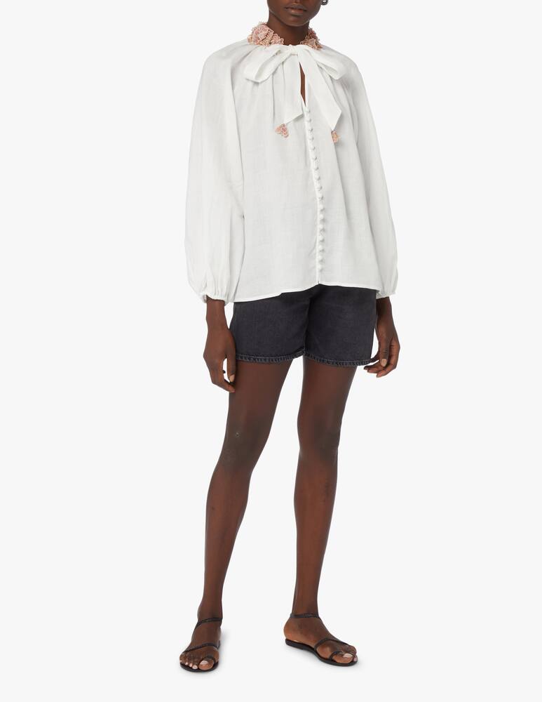 rinascente ZIMMERMANN Blusa in ramie Postacard - bianco