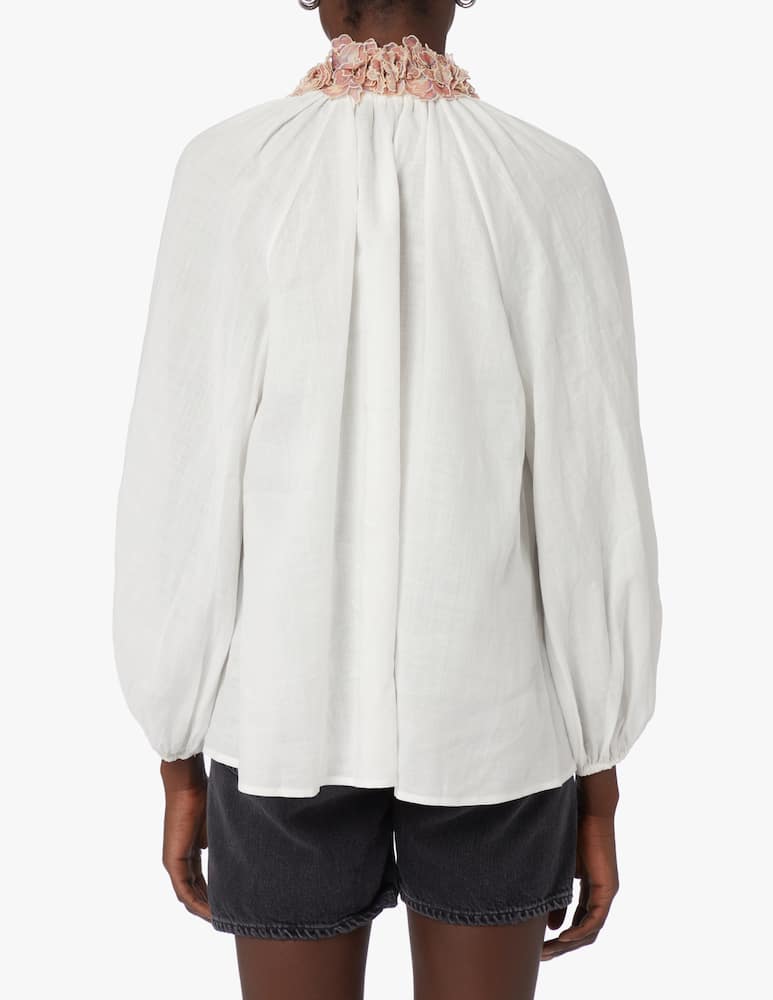 rinascente ZIMMERMANN Blusa in ramie Postacard - bianco