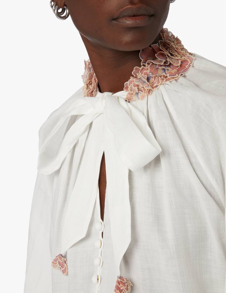 rinascente ZIMMERMANN Blusa in ramie Postacard - bianco