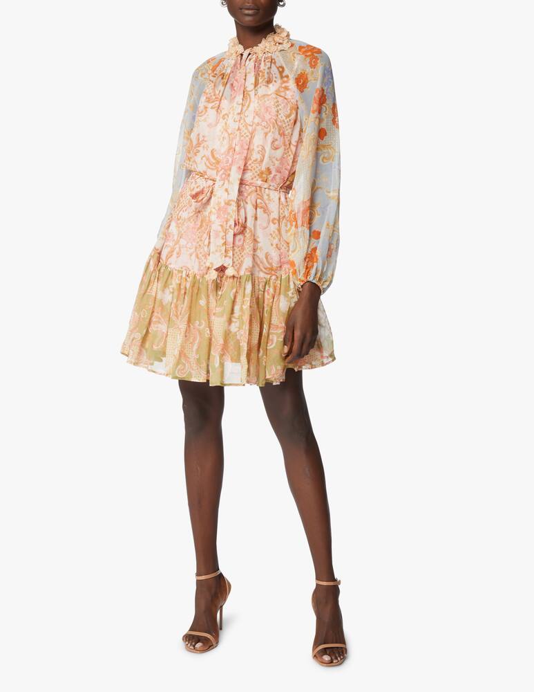 ZIMMERMANN Postcard lantern mini dress in cotton and silk - multi - picture 1 ZIMMERMANN Postcard lantern mini dress in cotton and silk - multi - picture 1