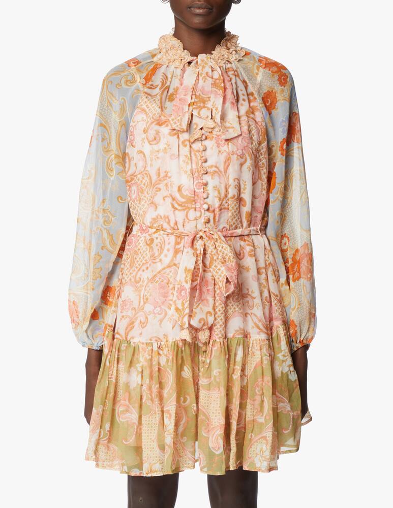 ZIMMERMANN Postcard lantern mini dress in cotton and silk - multi - picture 2 ZIMMERMANN Postcard lantern mini dress in cotton and silk - multi - picture 2