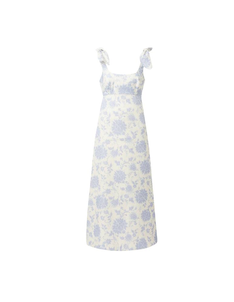 rinascente ZIMMERMANN Postcard tie shoulder linen midi dress - light blue