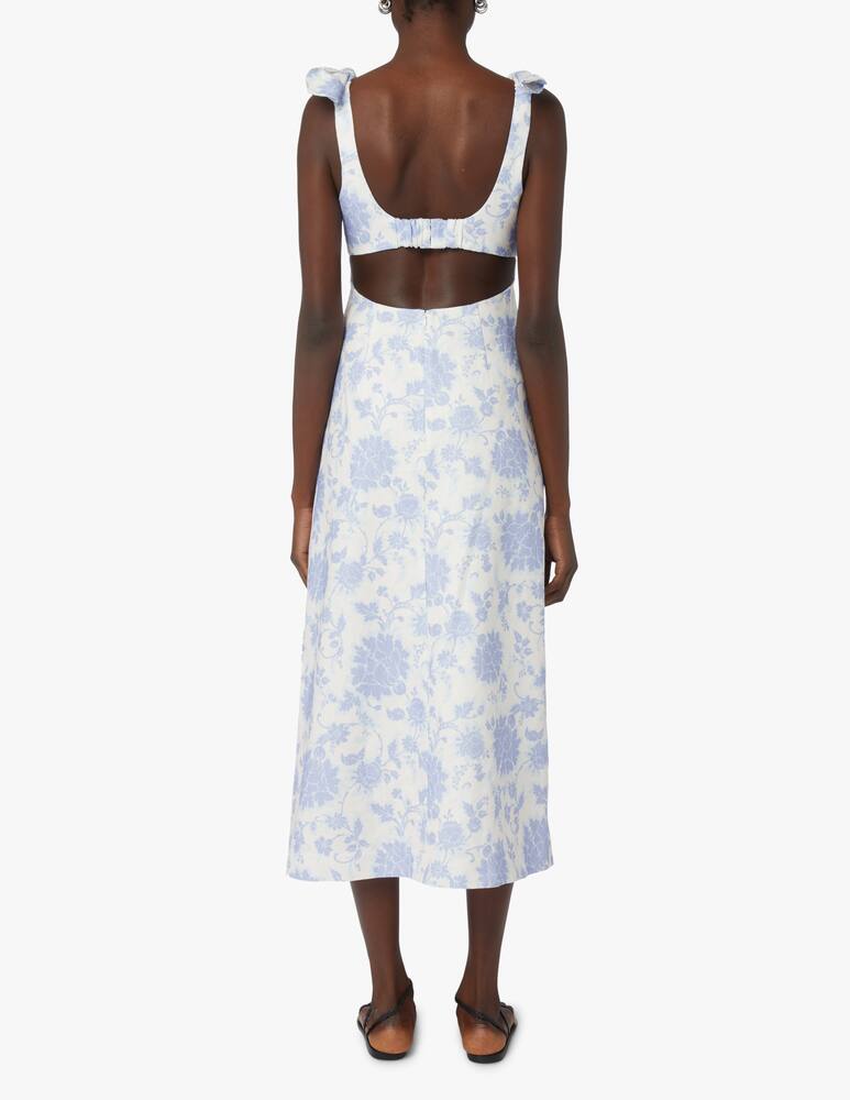 rinascente ZIMMERMANN Postcard tie shoulder linen midi dress - light blue