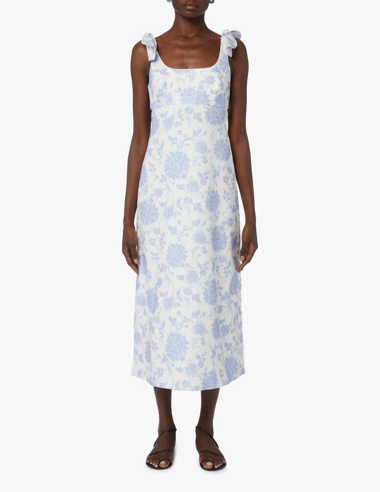 rinascente ZIMMERMANN Postcard tie shoulder linen midi dress - light blue