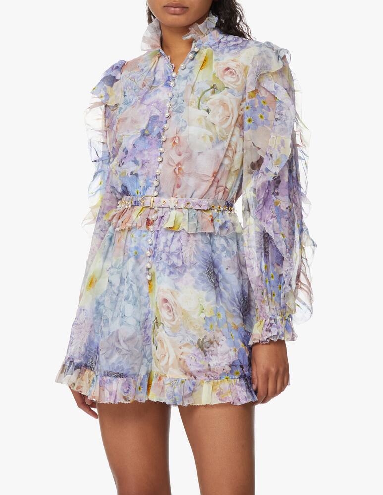 rinascente ZIMMERMANN Tutina in misto seta con volant Rhytmic - azzurro