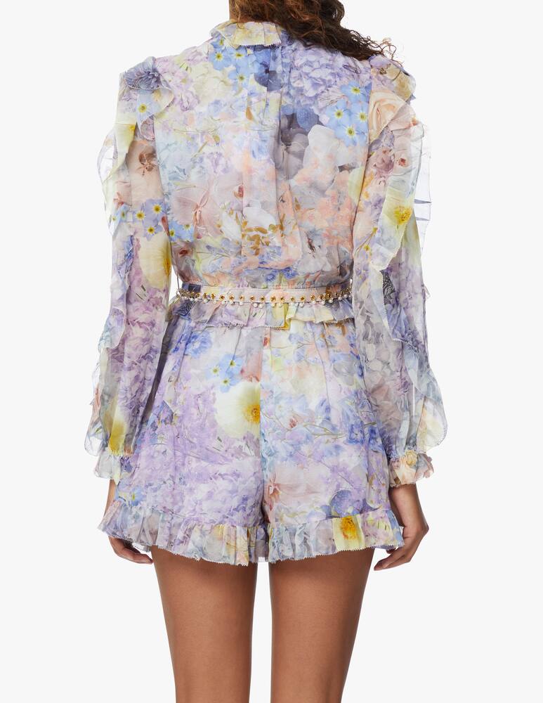 rinascente ZIMMERMANN Tutina in misto seta con volant Rhytmic - azzurro