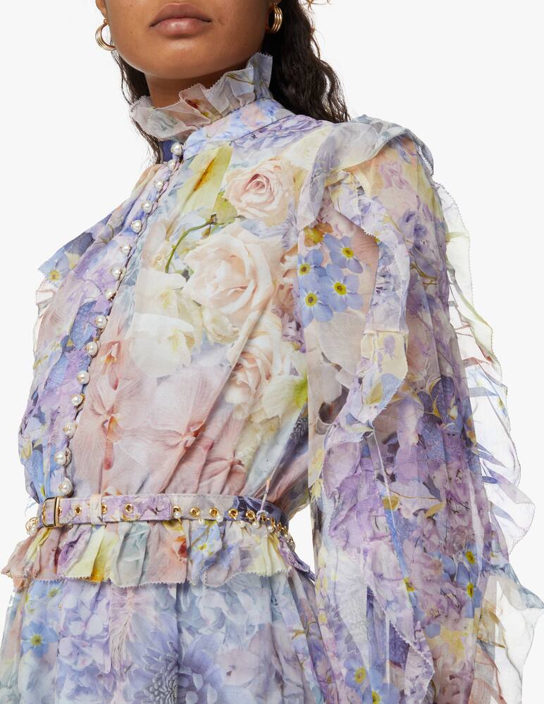 rinascente ZIMMERMANN Tutina in misto seta con volant Rhytmic - azzurro