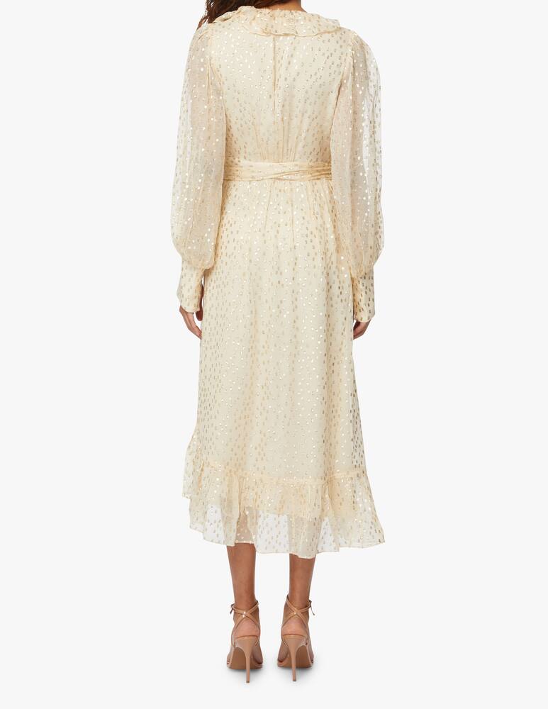 rinascente ZIMMERMANN Abito midi a portafoglio in misto seta lurex - beige