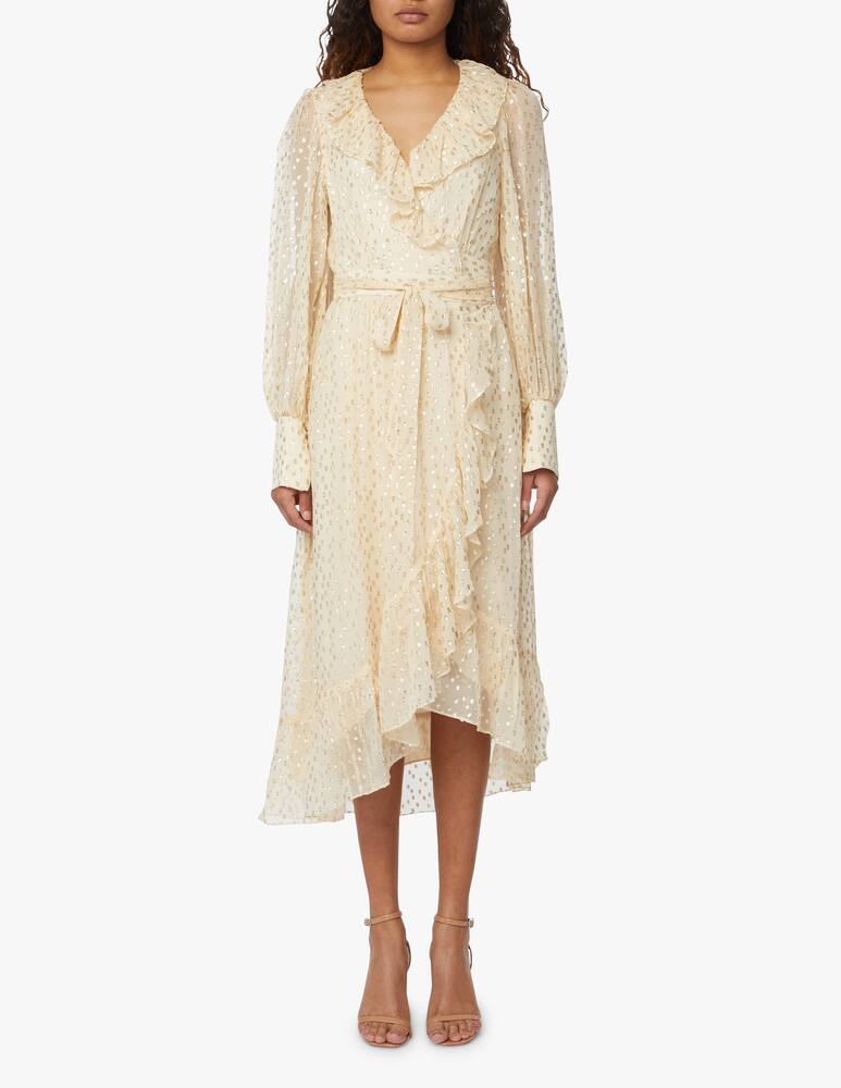 rinascente ZIMMERMANN Abito midi a portafoglio in misto seta lurex - beige