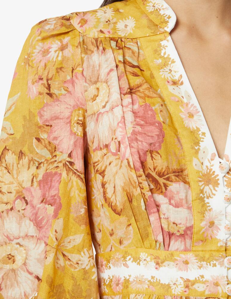 rinascente ZIMMERMANN Vestito corto a manica lunga sbuffante Pattie - Giallo