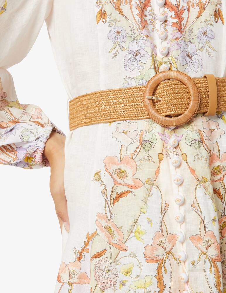 rinascente ZIMMERMANN Vestito chemise a manica lunga con cintura Jeannie - Beige