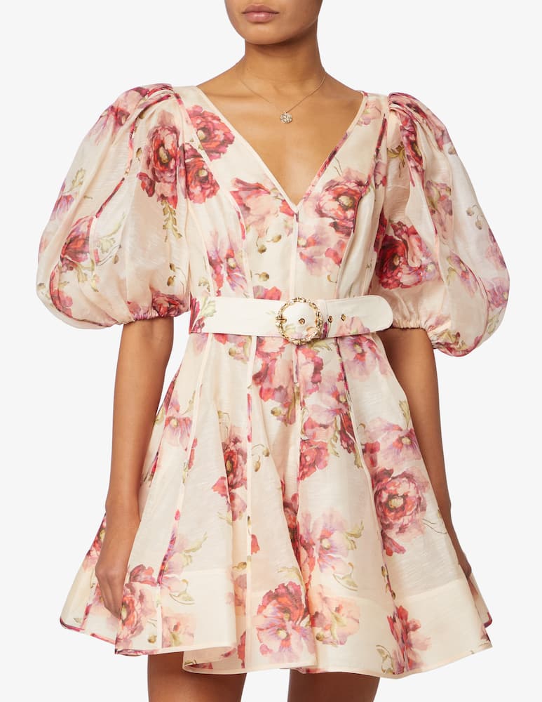 ZIMMERMANN Vestito corto con manica palloncino e cintura - immagine 1 ZIMMERMANN Vestito corto con manica palloncino e cintura - immagine 1