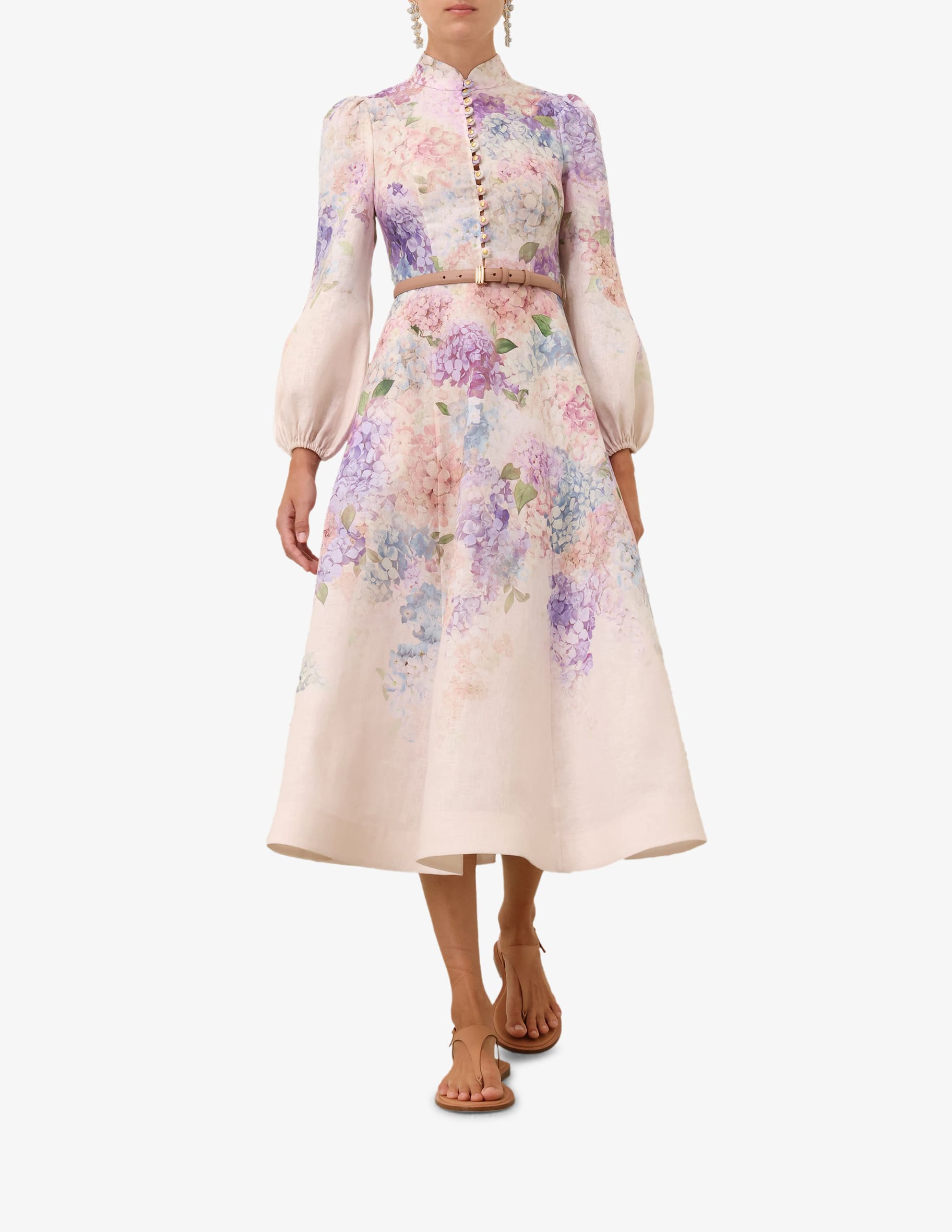 Shop ZIMMERMANN Dawning Buttoned Midi Dress on Rinascente