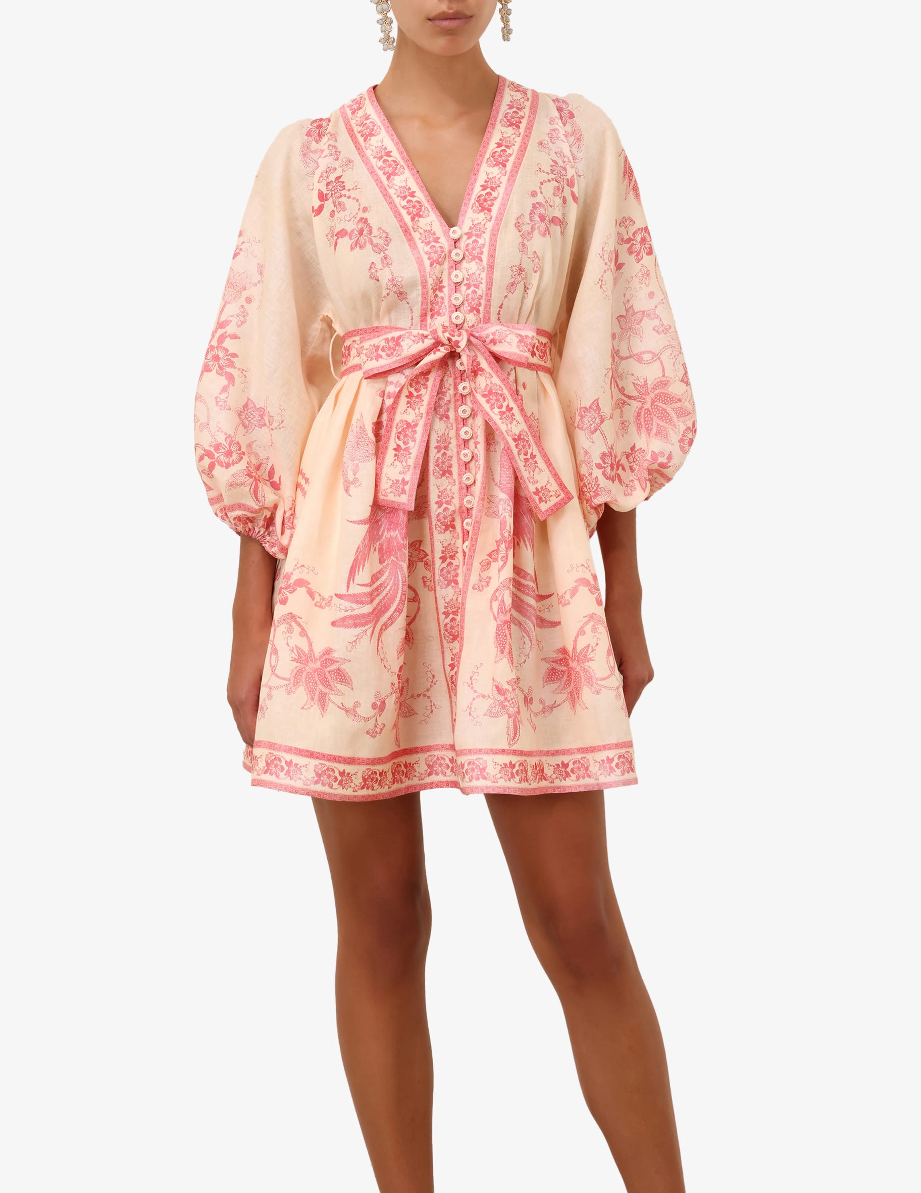Shop ZIMMERMANN Illuminate Buttoned Mini Dress on Rinascente