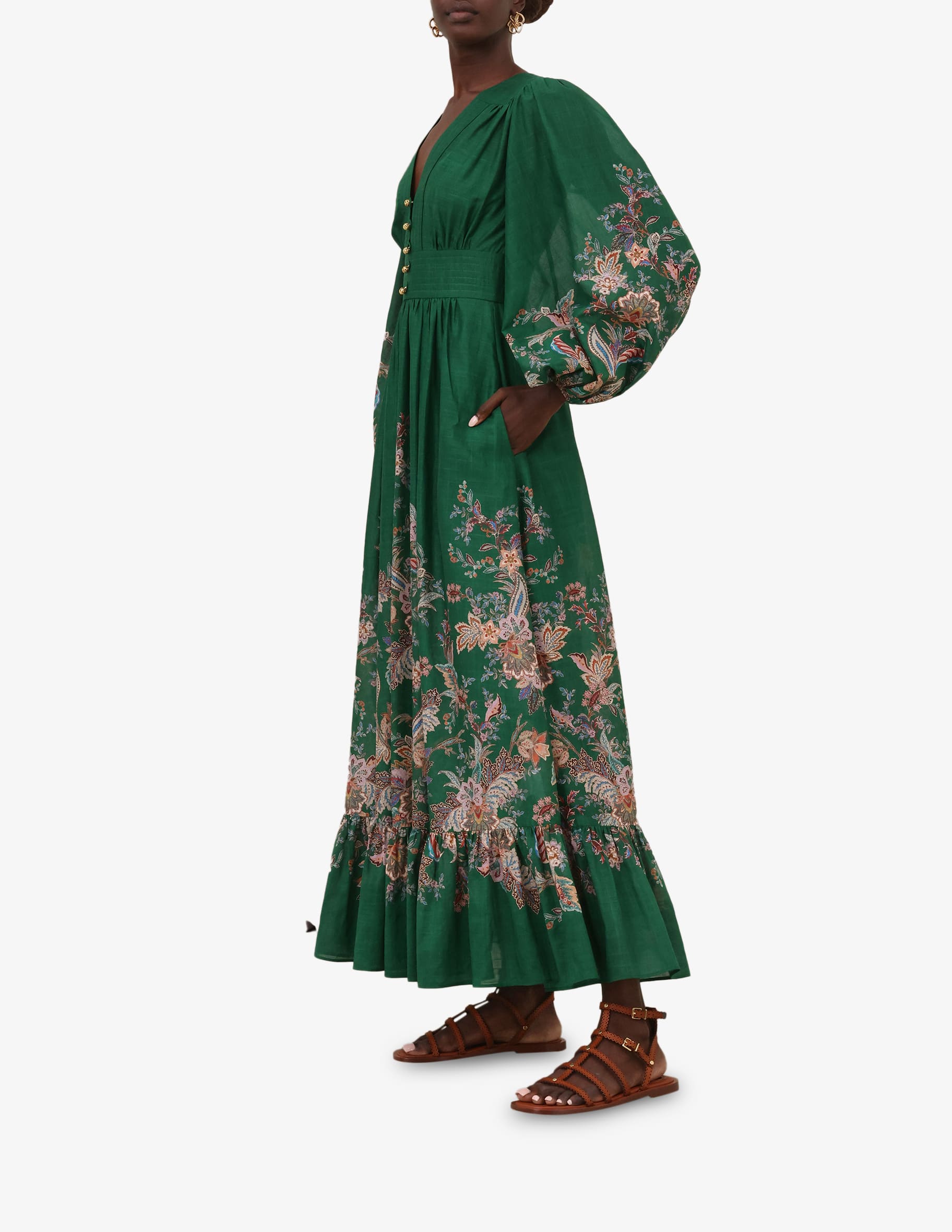 Shop ZIMMERMANN Rhiannon Plunge Maxi Dress on Rinascente