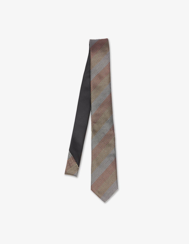Great British Tie Club Cravatta Uomo - Multicolore Nero E Blu, Clip In Metallo, Prodotta A Mano Nel Regno Unito